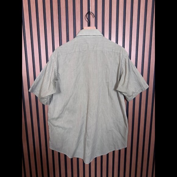 Christian Dior Shirt 16.5 Mens Green Gray Short Sleeve Front Pocket Button Down - Picture 2 of 6